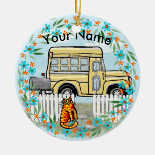 School Bus Day Ceramic Ornament