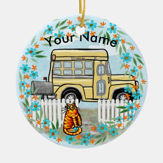 School Bus Day   Ceramic Ornament (Front)