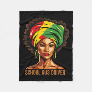 School Bus Driver Afro African American Black Hist Fleece Blanket