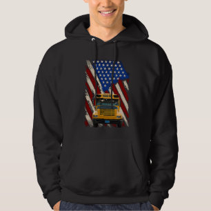 School Bus Driver America Flag Patriotic Bus Drivi Hoodie