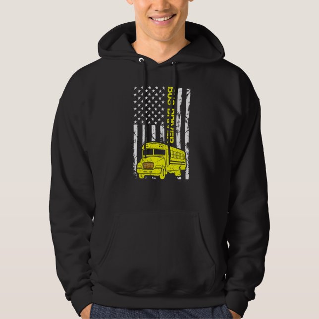 School Bus Driver American Flag Hoodie (Front)