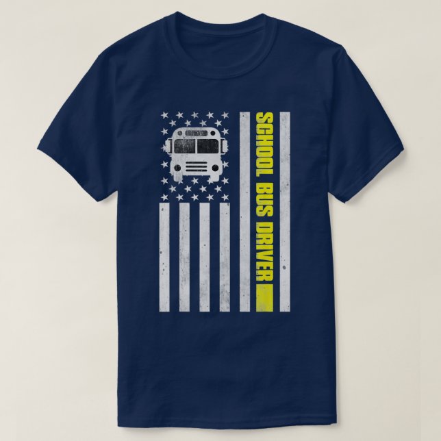 School Bus Driver American Flag Shirt School Bus D (Design Front)