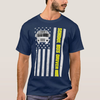 School Bus Driver American Flag Shirt School Bus D