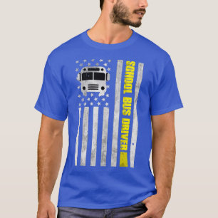 School Bus Driver American Flag Shirt School Bus D