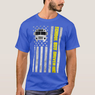 School Bus Driver American Flag Shirt School Bus D