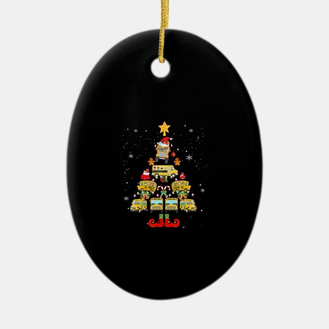 School Bus Driver Christmas Tree Gift Ceramic Ornament (Front)