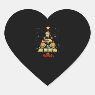School Bus Driver Christmas Tree Gift Heart Sticker