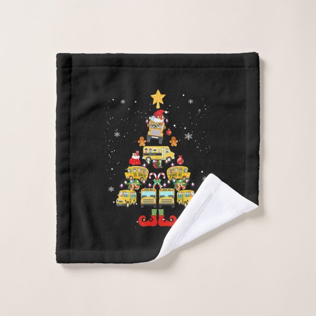 School Bus Driver Christmas Tree Gift Wash Cloth (Wash Cloth)