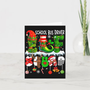 School Bus Driver Elf Squad Xmas Colorful Elf Hat Card