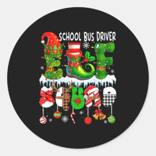 School Bus Driver Elf Squad Xmas Colorful Elf Hat Classic Round Sticker