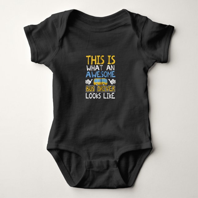 School Bus Driver Graphic Gift, School Bus Design Baby Bodysuit (Front)