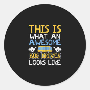 School Bus Driver Graphic Gift, School Bus Design Classic Round Sticker