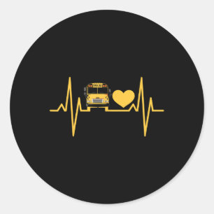 School Bus Driver Heartbeat  Classic Round Sticker