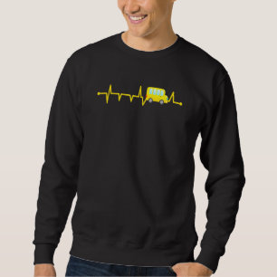 School Bus Driver Heartbeat Cool Ekg Puls Line Bus Sweatshirt