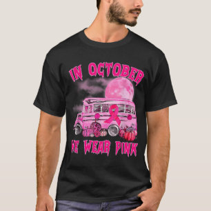 School Bus Driver Leopard Breast Cancer Awareness  T-Shirt