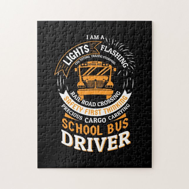 School Bus Driver Lights Flashing Jigsaw Puzzle (Vertical)