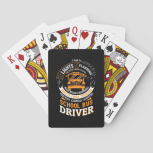 School Bus Driver Lights Flashing Playing Cards