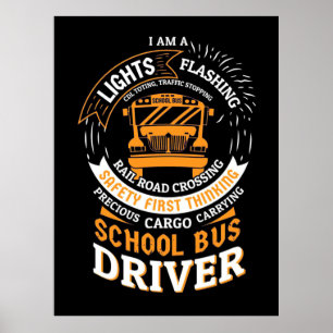 School Bus Driver Lights Flashing Poster