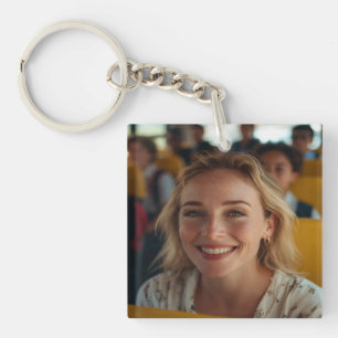 School Bus Driver Photo Customize Key Ring