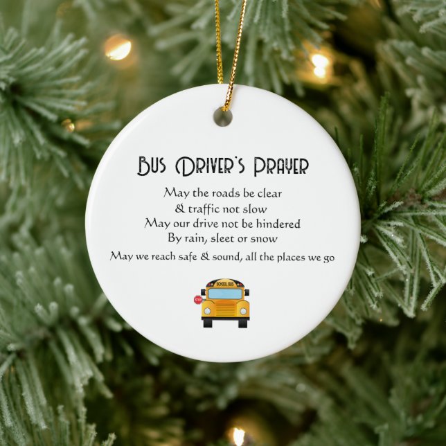 School Bus Driver Prayer Ceramic Ornament (Tree)