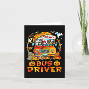 School Bus Driver Pumpkin Season Skeleton Fall Hal Card