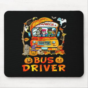 School Bus Driver Pumpkin Season Skeleton Fall Hal Mouse Pad