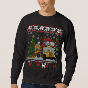 School Bus Driver Reindeer Santa Hat Ugly Christma Sweatshirt