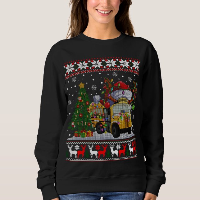 School Bus Driver Reindeer Santa Hat Ugly Christma Sweatshirt (Front)