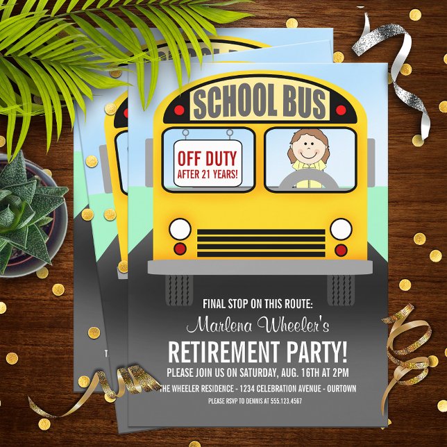 School Bus Driver Retirement Party Invitations (Creator Uploaded)