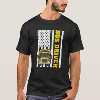 School Bus Driver Retro American Flag Bus Driver 4 T-Shirt