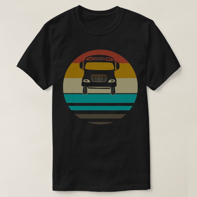School Bus Driver Retro Sun T-Shirt (Design Front)