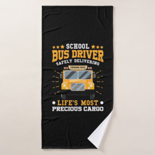School Bus Driver Safely Delivering Bath Towel