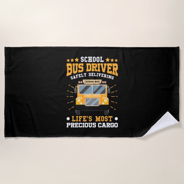 School Bus Driver Safely Delivering Beach Towel (Front)