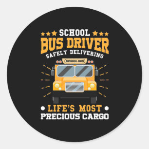 School Bus Driver Safely Delivering Classic Round Sticker