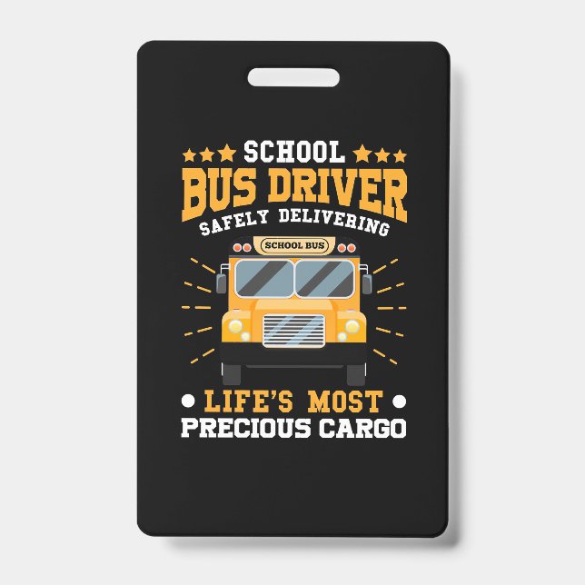 School Bus Driver Safely Delivering ID Badge (Front)