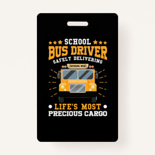 School Bus Driver Safely Delivering ID Badge