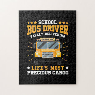 School Bus Driver Safely Delivering Jigsaw Puzzle