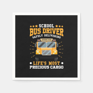 School Bus Driver Safely Delivering Napkin