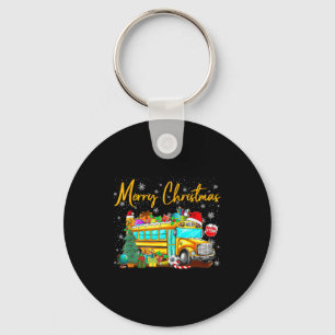School Bus Driver Santa Hat Merry Christmas Tree M Key Ring