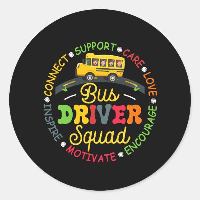 School Bus Driver Squad Appreciation Week Back to  Classic Round Sticker (Front)