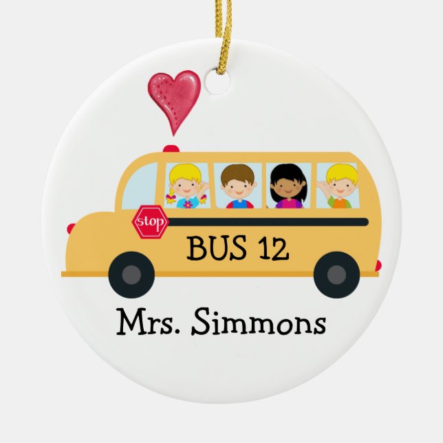 School Bus Driver - SRF Ceramic Tree Decoration (Front)