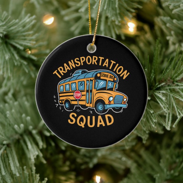 School Bus Driver Transportation Squad Ceramic Ornament (Tree)