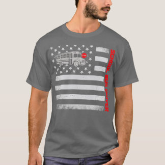 School Bus Driver US Flag Mask T-Shirt