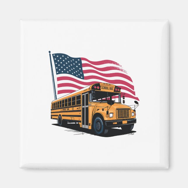 School Bus Driver Usa Flag  Magnet (Front)
