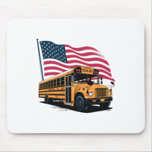 School Bus Driver Usa Flag Mouse Pad