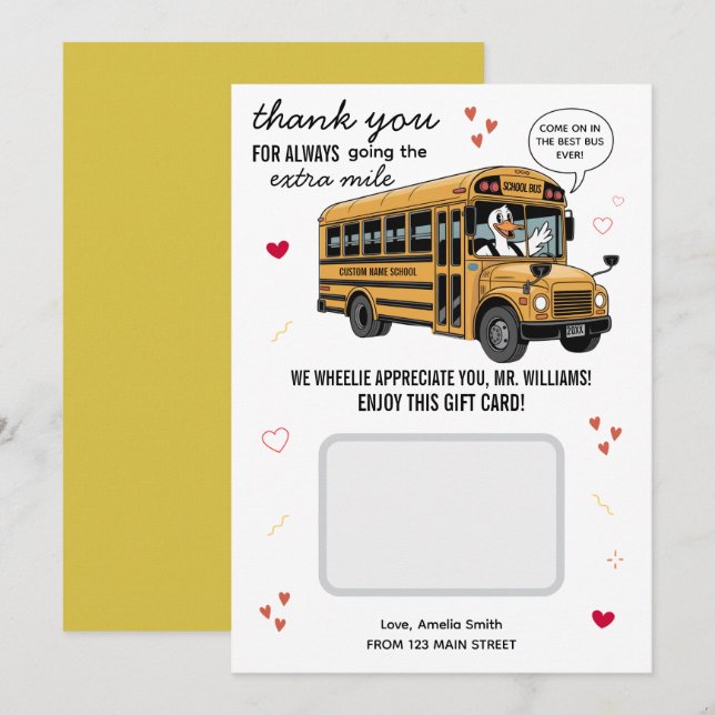 School Bus Driver Valentines Day Gift Card Holder (Front/Back)