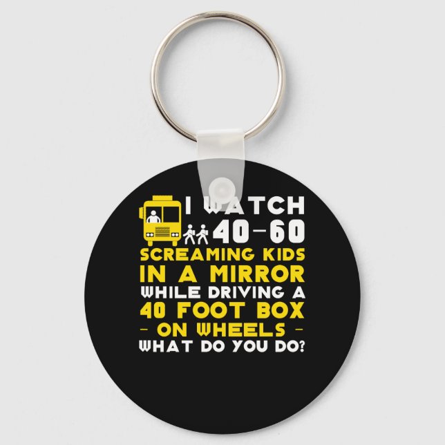 School Bus Driver Watch Kids Mirror Driving Key Ring (Front)