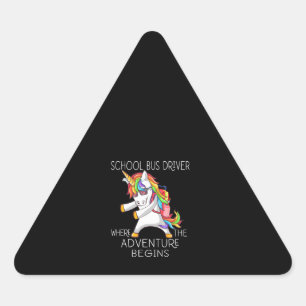 School Bus Driver Where  Adventure Begins Back To Triangle Sticker