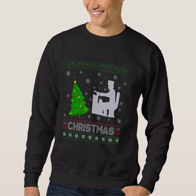 School Bus Driver Xmas Tree Lighting Ugly Christma Sweatshirt (Front)