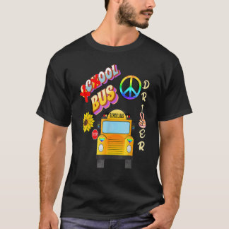 School Bus Drivers Sunflower Retro Design T-Shirt